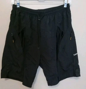 Santic Men Black Canvas Zip Pockets Drawstring Padded Cycling Shorts Size 2XL - Picture 1 of 10