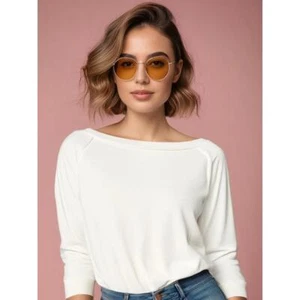 NWT YSYOKOW Women's White Pullover Medium Boat Neck Long Sleeve Top Casual - Picture 1 of 6