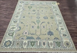 New Light Green/Cream Oushak Contemporary Hand-Knotted Rug for your living area - Picture 1 of 9