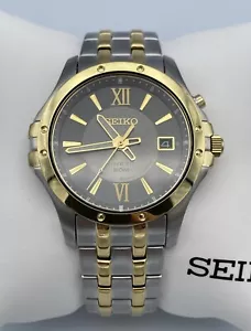 SEIKO Kinetic SKA550 Men's Watch Two-tone Gold 50M Auto Quartz NEW Wristwatch - Picture 1 of 12