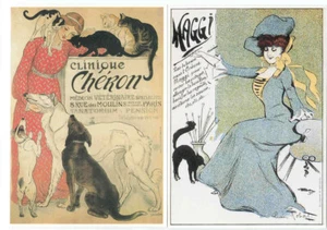 Vintage French Reproduction Post Card - Feminine and Feline images - Picture 1 of 9