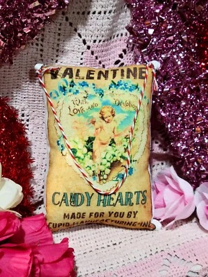 Primitive Victorian Valentine Cupid Tuck Pillow Peg / Door Hanger Shelf Sitter - Image 1 of 2