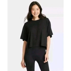 JoyLab Women’s Boxy Open Back Cropped Short Sleeve Shirt- Medium - Picture 1 of 3