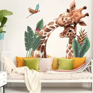 Juego de calcomanías de tela de pared desmontables acuarela jirafa selva pegatina regalo decoración  - Imagen 1 de 5