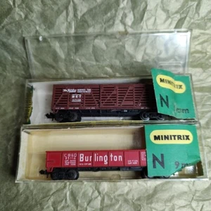 Minitrix N Scale 3218 Missouri-Kansas-Texas MKT_ 47150 Cattle Car & 3213 Gondola - Picture 1 of 13