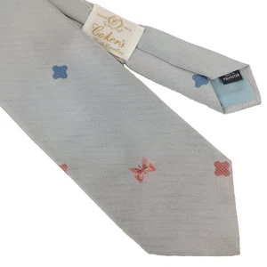 Vintage 1970s Tergal Tie gray with butterflies Coker's of South Carolina 56" x 4 - Picture 1 of 8