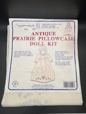 Antiguo kit de funda de almohada de pradera para muñeca Jack Dempsey aguja arte bordado Foto 1 de 4