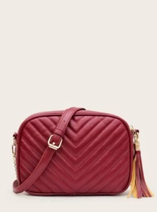 NEW Tassel Chevron Crossbody Bag in Orange or Red Color or Royal Blue - Picture 1 of 21