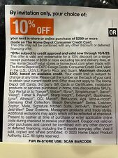 Home Depot 10% off (in store/online) Max $200 Discount w/HD CREDIT CARD 10/4/23