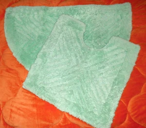 Badgarnitur Badezimmergarnitur 2tlg. Badteppich WC-Vorleger hellgrün - Bild 1 von 5