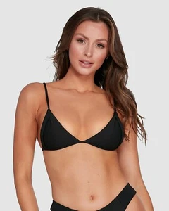 Neu Neu mit Etikett Billabong Marina Tri-Bikini-Top für Damen strukturiert schwarz verstellbar Gr. XL - Bild 1 von 7