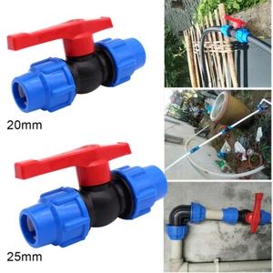 HDPE Stopcock Stop Tap Compression Ends Fitting Water Pipe 20mm 25mm Blue - Picture 1 of 10