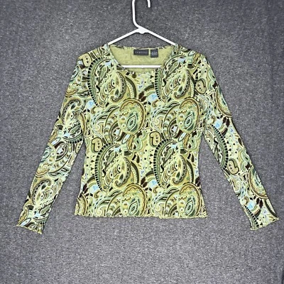 Top Y2K Relativity de nailon transparente para mujer grande verde cachemir manga larga forrado Foto 1 de 4