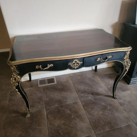 Louis XV Style Bronze-Mounted Bureau Plat Writing Table Desk Cover