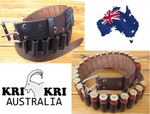 ** KRI KRI ** BLACK 16, 20 & 28 GA SHOTGUN CARTRIDGE LEATHER AMMO BELT 32-45inch - Imagen 1 de 4