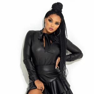 By Alina Mexton Damen Body Bodysuit Schluppenbluse Pullover Bluse Lederlook XS-M - Bild 1 von 4