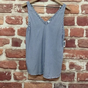 Old Navy Top Womens Small Blue White Striped Casual Everyday Sleeveless Shirt - Picture 1 of 9