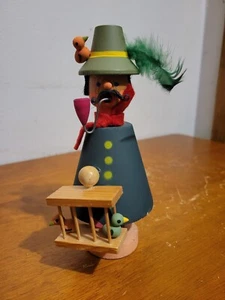 Vintage Räuchergefäß Räuchermann Verkäufer Vögel im Käfig Erzgebirge DDR Germany - Bild 1 von 9