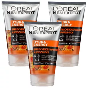 3x 100ml Loreal Men Expert Waschgel Hydra Energy Aufwach-Kick kühlende Reinigung - Bild 1 von 3
