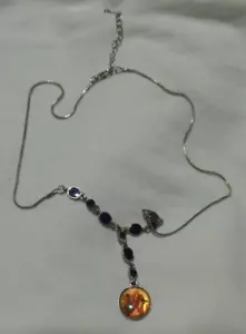 Ernest Jones pretty necklace,purple stones with amber coloured pendant - Picture 1 of 14