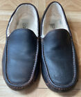 Ugg Ascot Slippers Mens 12 Brown Leather Slip On Shoes 5379 Shearling Lined Uggs