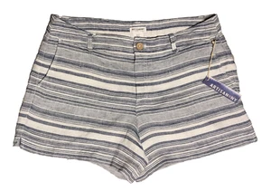 Linen Blue White Striped Shorts ARTISAN New York Woman's Size 12 Summer Shorts - Picture 1 of 10