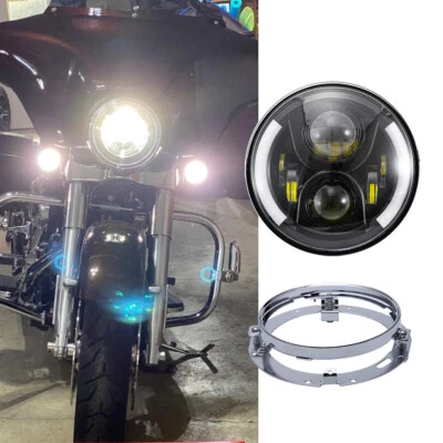 Señal de giro de faros LED de 7" con soporte de montaje para Harley Heritage Softail Slim Foto 1 de 4