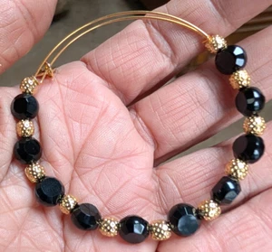 Bracciale Alex & Ani nero tondo perle oro - Foto 1 di 2