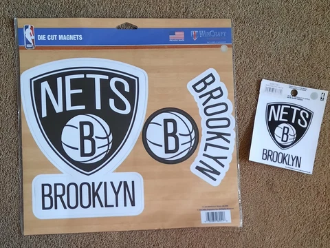 New NBA Brooklyn Nets Die Cut Magnets set of 3 magnets with mini cling decal Cover