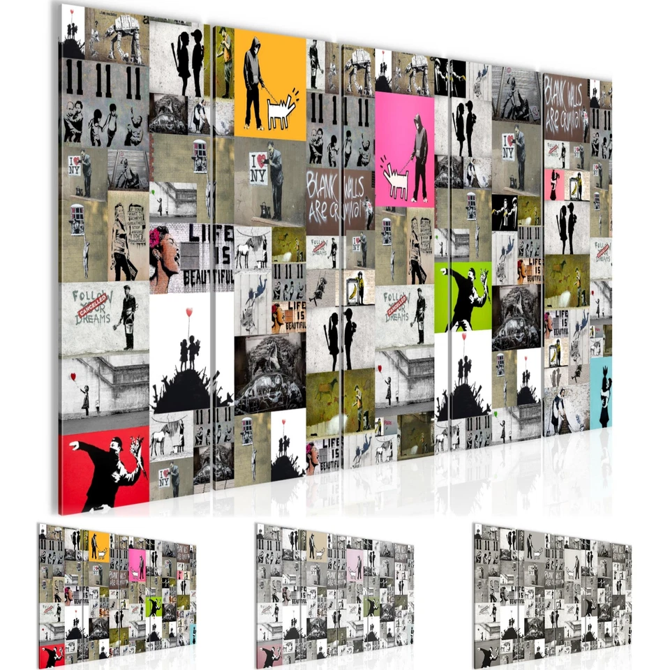 Bilder Set XXL Collage Banksy  Wohnzimmer Flur Wandbilder - Bild 1 von 1
