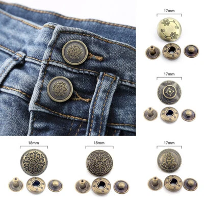10x Retro Snap Fastener Metal Buttons for Crafts Replacement Press Button Studs - Image 1 of 4