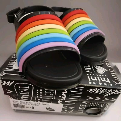 Mini melissa NIB beach slide rainbow black Toddler US 8C GIRLS  JELLY SANDALS-Q7 - Image 1 of 3