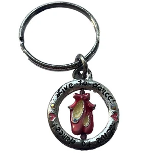 Vintage AJMC Schlüsselanhänger Key Chain LIVE TO DANCE Metallanhänger Ballettschuhe. Sehr gebraucht - Bild 1 von 10
