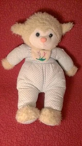 Peluche 14" AGNELLO PECORA BLU SEERSUCKER TESSUTO CORPO CREMA con BIBB - Foto 1 di 3