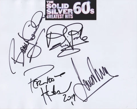 Peter Noone, Brian Poole, Dave Berry + Barry W HAND SIGNED 8x10 Photo Autograph Cover
