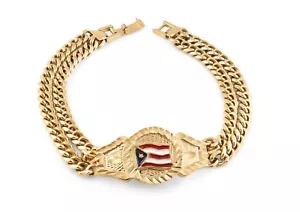 Gold Puerto Rico Flag Bracelet, 14k Gold plated, No Fade, Waterproof - Picture 1 of 5