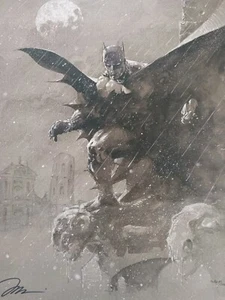 Batman Over San Prospero Original Jim Lee Giclee on Canvas Signed Ltd. #51/100 - Picture 1 of 4