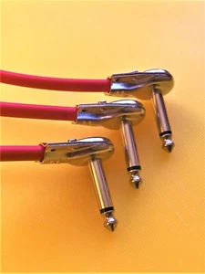 3 X 15 cm Pro quality mono angled pancake jack patch lead for guitar pedal board - Picture 1 of 5