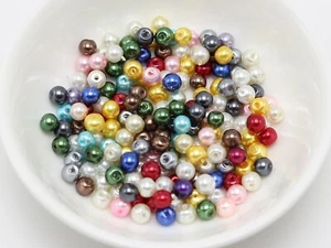 600pcs Mixed Colour Loose Smooth Round Glass Pearl Beads 4mm Mini Spacer Beads - Picture 1 of 4