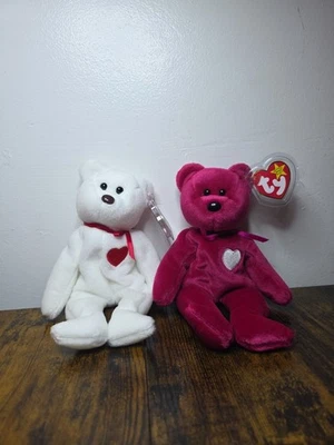 Ty Beanie Baby Valentino & Valentina With Brown Nose and Tush Tag Errors - Image 1 of 4