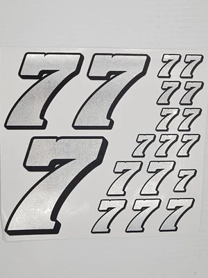 Frosted Silver W/Bl. #7's  Racing Numbers Vinyl Decal Sheet 1/10-1/12 Traxxasmcd - Image 1 of 4