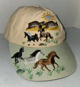 Y2k Embroidered Horses Hat Cap Adjustable Closure Vintage Pony Equestrian Fox - Picture 1 of 8