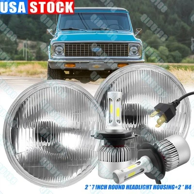 Par de faros LED redondos de 7 pulgadas alto bajo para camioneta Chevrolet C10 C20 K10 K20 Foto 1 de 4
