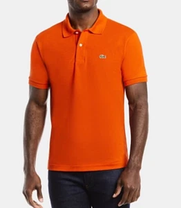 Camisa Polo Lacoste Adulto Talla Pequeña Naranja Manga Corta Logo Gator Clásica Para Hombre - Imagen 1 de 9