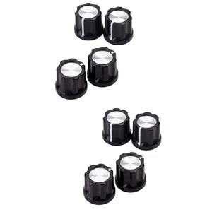 8 pcs Black Silver Guitar Bass Amp Knob Buttons D-type Shaft Pot Knobs (Black) - Picture 1 of 12