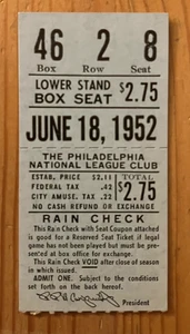 EINE SCHÖNHEIT! 18.06.52 KARDINALS/PHILLIES TICKET STUB-MUSIAL HR #215 / NUR 9.973 FANS - Bild 1 von 1