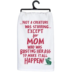 Toalla de cocina de Navidad Not a Creature Was Removing Except For Mom - Imagen 1 de 4