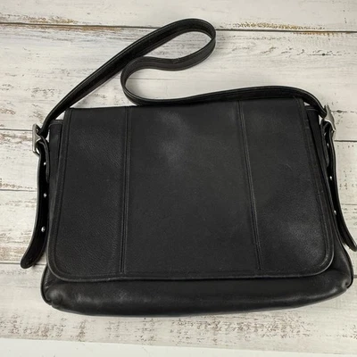 Bolso Mensajero Coach Legacy de Cuero Negro 9065 Forrado para Laptop Bolsillos con Cremallera Unisex Foto 1 de 4