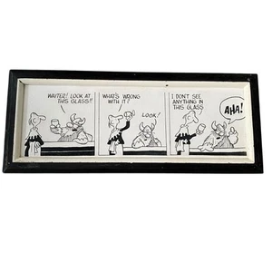 Vintage 70er Wandbild Comic Strip Hagar The Horrible Dik Browne Leinwand Bar Dekor - Bild 1 von 4