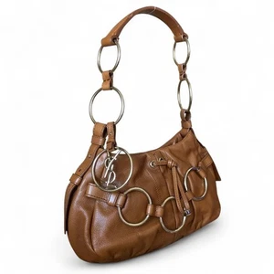 Yves Saint Laurent YSL Shoulder Bag Handbag Leather Brown Vintage Free Shipping - Picture 1 of 11
